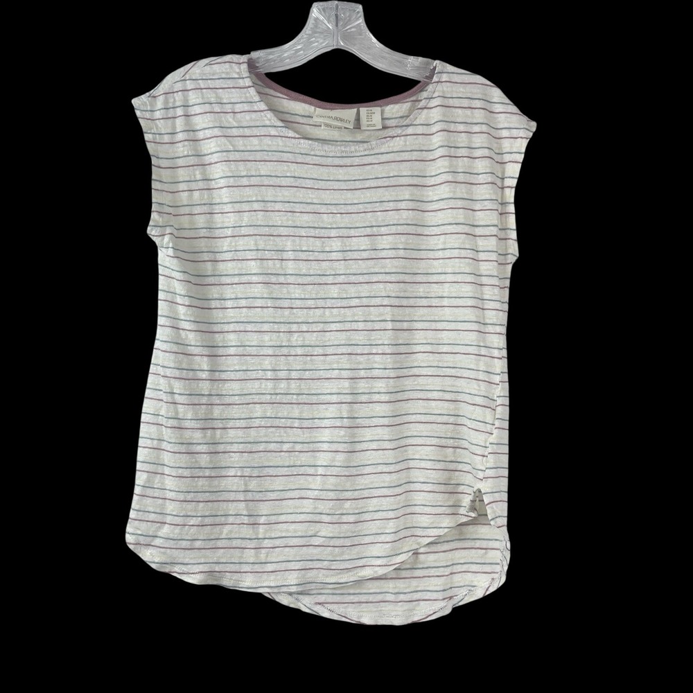 Cynthia Rowley Top Womens Medium 100%‎ Linen Striped Beach Coastal Stripes M